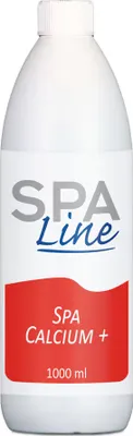 A white bottle of SpaLine Spa Calcium Plus.