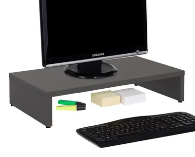 Produktbild von Monitorständer MONITOR, Grau - Schreibtischaufsatz 50 cm, Bildschirmerhöhung ergonomisch, Schreibtisch Organizer schmal für Arbeitszimmer und Homeoffice