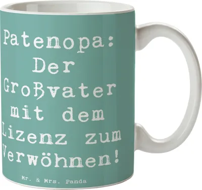 Produktbild von Mr. & Mrs. Panda Kaffeetasse Spruch Patenopa Verwöhnung - Meeresbrise - Geschenk, Handarbeit, Tradition, Tasse, Opa, Kaffeebecher, herzerwärmende Sprüche, Pott, Teetasse