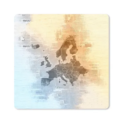 Produktbild von MuchoWow® Mauspad Mousepad Karten - Europa - Aquarell - Zeitung 20x20 cm - Mousepads - Maus Mat - Pad - Mausunterlage - Desk Mat - Bureauartikeln