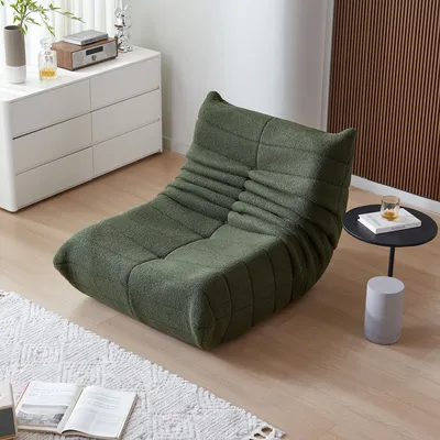 Produktbild von okwish Indoor-Sitzkissen, Sofa-Bodenkissen mit Rückenlehne, Lazy Sofa, Bodenstuhl, faltbarer Meditationsstuhl, geeignet für Schlafzimmer, Wohnzimmer, Raumdekoration, Grün