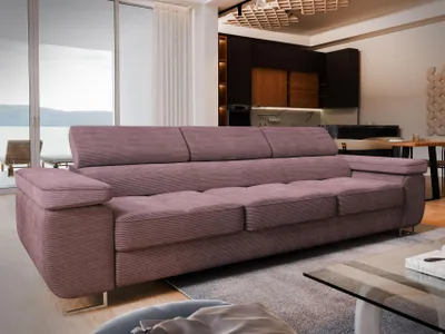 Produktbild von Sofa MOSINE Lila Kordstoff mit Schlaffunktion, Wohnzimmersofa, Couch, Soffa, Bettsofa, Couchgarnitur- Lila, POSO 130