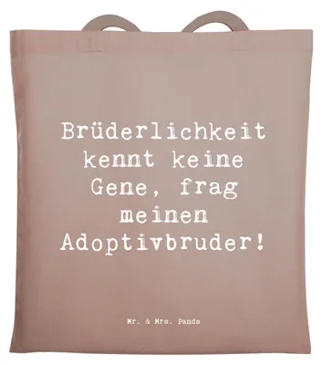 Produktbild von Mr. & Mrs. Panda Stoffbeutel Spruch Adoptivbruder Liebe - Braun Pastell - Geschenk, Tasche, Lächeln, Familienverbindung, Dankeschön, Weihnachten, Freude, Jutebeutel