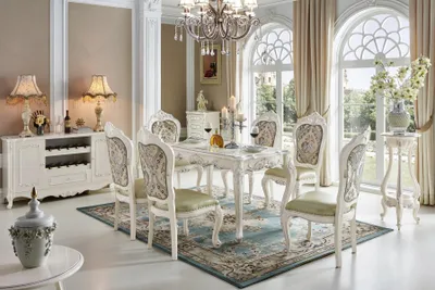 Obrázok produktu pre Barock Esstisch Tisch Gruppe Esszimmer Wohnzimmer Garnitur Echtholz Tische