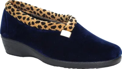 Image de Lunar - Pantoufles pour femmes "Paloma", motif léopard GS256 (38 EU) (Bleu marine)