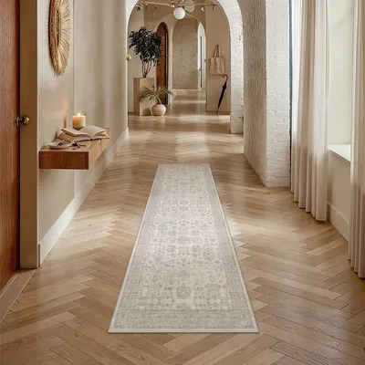Vintage Läufer 60x180 cm beige waschbar rutschfest weich