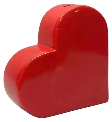 Image de Tirelire décorative en céramique en forme de cœur, rouge, cadeau de Saint-Valentin, 12 x 5 x 12 cm