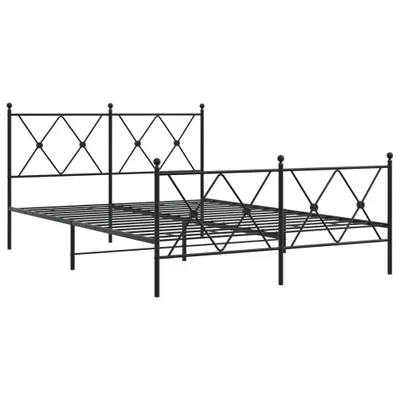 Zdjęcie produktu dla Metalowa rama łóżka z wezgłowiem i zanóżkiem, czarna, 140x200cm
