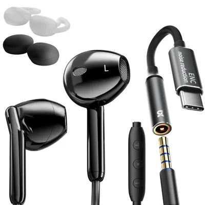 Produktbild von Kabel Kopfhörer mit Anruf Geräuschunterdrückung Stereo-Bass In-Ear Ohrhörer Schwarz