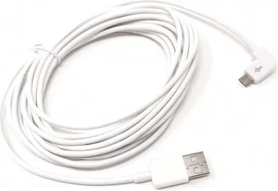 Produktbild von SYSTEM-S Micro USB Kabel rechts gewinkelt Stecker zu USB 2.0 Typ A (male) ca. 5m in weiß