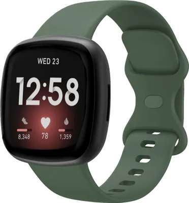 Produktbild von Strap-it Fitbit Versa 4 Silikon Armband Classic (Dunkelgrün) - Große: S