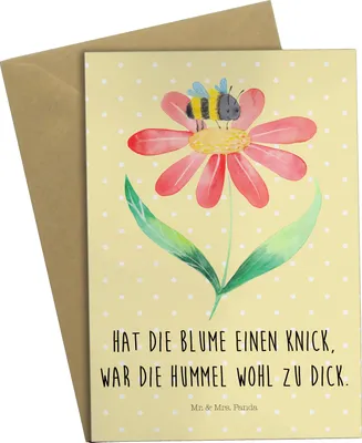 Produktbild von Mr. & Mrs. Panda Grußkarte Hummel Blume - Gelb Pastell - Geschenk, Natur, Hummeln, Grußkarten, Lustige Sprüche, weihnachtskarten, Biene, einladungskarten, Wespe