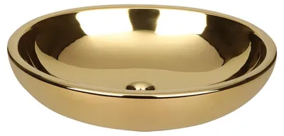 Produktbild von Differnz Dias Aufsatz-Waschschale - Aus Keramik gefertigt - Ovales Design - Glänzendes Gold - Ohne Überlauf und ohne Hahnloch - Abmessungen 50 x 38 x 14 cm - Für das Badezimmer