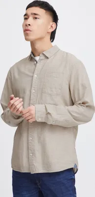 Produktbild von Blend BHShirt Herren Hemd aus Leinenmix Langarmhemd mit Hemdkragen Knöpfen Brusttasche Regular fit
