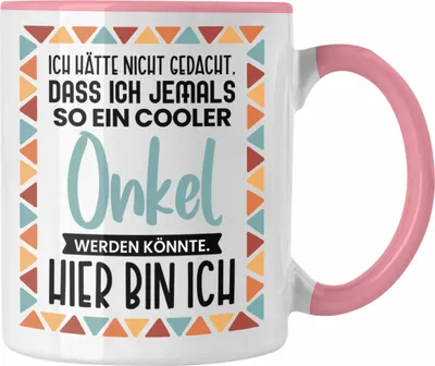 Produktbild von Trendation - Bester Onkel Ever Tasse Geschenk Geburtstag Weihnachten Lustig Geschenkideen von Nichte Lieblingsonkel Hier Bin Ich (Rosa)