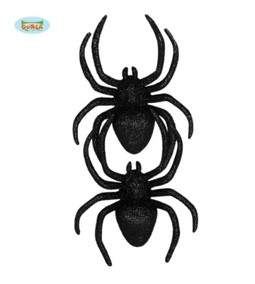 Produktbild von schwarze Glitzer Spinnen Halloween Deko ca. 12,5 cm