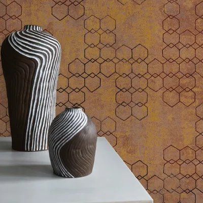 Obrázek produktu pro TADESSI grafická tapeta Carlo M1-No.421 netkaná tapeta oranžová zlatá designová tapeta grafická obývací pokoj ložnice kuchyně