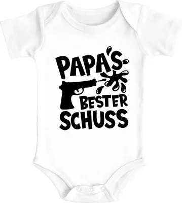 Produktbild von Baby Body Papas bester Schuss Papa-Sprüche lustig Vatertagsgeschenk Baumwolle Jungen & Mädchen MoonWorks® weiß 3-6 Monate