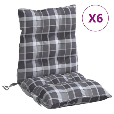Produktbild von vidaXL Niedriglehner-Auflagen 6 Stk. Grau Karomuster Oxford-Gewebe