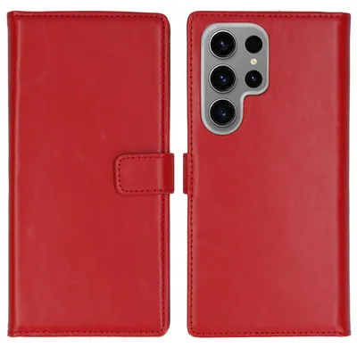 Imagen del producto de Funda de Cuero Auténtico tipo Libro para Samsung Galaxy S24 Ultra - Rojo
