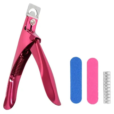 Zdjęcie produktu dla Zestaw do manicure hybrydowego Nagelknipser: obcinacz do końcówek w kształcie litery U, stal nierdzewna, różowo-różowy, 12 sztuk