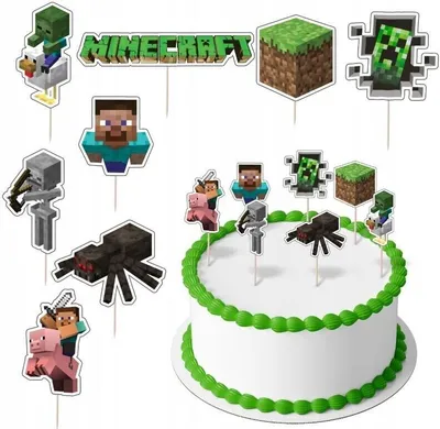 Produktbild von Topper Quadrat Game Quadratische Papier Figuren  8 Stueck Geburtstagskuchen Torten Cake Boys Junge süss Deko (MT)