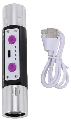 Image de Lampe de poche à lumière violette, 3W, rechargeable, avec double tête, détecteur 254 nm, 365 nm, 395 nm, pour la détection de billets, de pierres précieuses, de porcelaine et de peintures