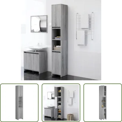 Produktbild von The Living Store Badezimmerschrank Grau Sonoma 30x30x183,5 cm Holzwerkstoff