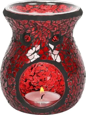 Image de Something Different - Brûleur à huile, effet craquelé SD2763 (14 cm x 11 cm x 11 cm) (Rouge)