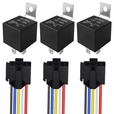 Produktbild von 5-Pin Auto Relais mit Kabelbaum - 12V 40A SPDT Relais - A2076