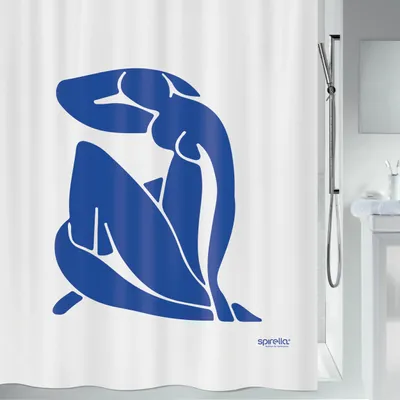 Produktbild von Duschvorhang spirella THALIA Textil 180 x 200 cm blau weiß 10.22624
