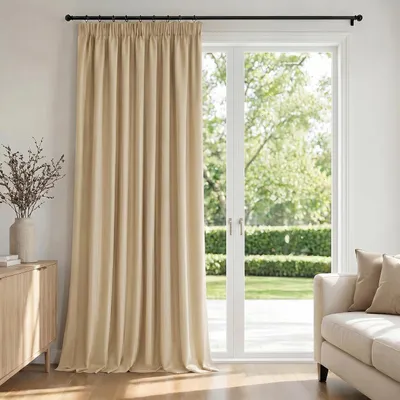Image de Rideau occultant avec bande passante - 1 pièce - Beige sable