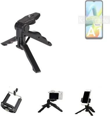 Produktbild von K-S-Trade Stativ Tisch-Ständer Dreibein Handy-Stativ Ständer kompatibel mit Xiaomi Redmi A1 Mini-Stativ Smartphone Tripod Handy-Stativ aus Plastik