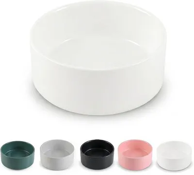 Produktbild von PolkaHome® Keramik Futternapf für Hunde und Katzen, 15 cm, 720 ml, Weiß, Antirutsch, Spülmaschinenfest