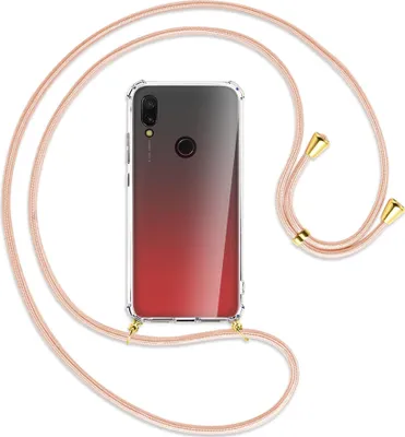 Produktbild von Handykette Backcover-Schutzhülle mit Band (Metall goldfarben) für Xiaomi Redmi 7 - rose peach
