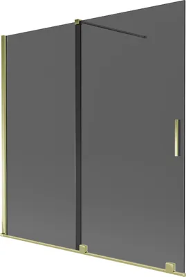 Produktbild von Mexen Velar Duschwand 2-flügelig verschiebbar 160 x 150 cm, Graphit, Gold - 896-160-000-41-50