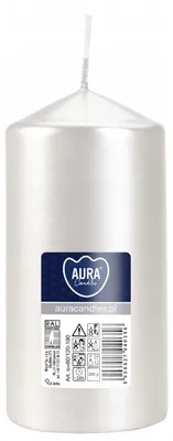 Obrázok produktu pre Aura Valcová sviečka perleťová biela 12 cm 38h horenia