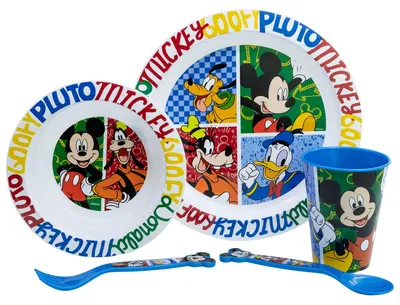 Produktbild von Mickey Mouse Teller-Set Mikrowellengeeignet 5-teiliges Kindergeschirr