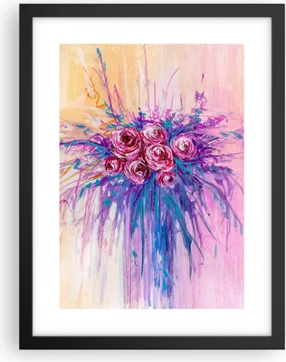 Produktbild von Gerahmtes Poster - Schwarzer Rahmen - Blumenstrauß Blumen Rosen - 30x40 cm - Wand Bild - Wanddeko - Wandbilder - Kunstposter - Wandposter - Bilderrahmen - Bilder - Kunstdruck - P2BPA30x40-4465