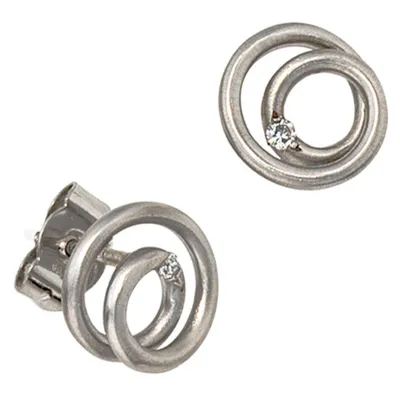 Produktbild von JOBO Ohrstecker 950 Platin mattiert 2 Diamanten Brillanten 0,03ct. Ohrringe