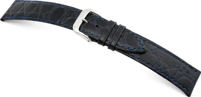 Produktbild von Happel Lederband Bahia 24mm ozeanblau mit Krokodillederprägung
