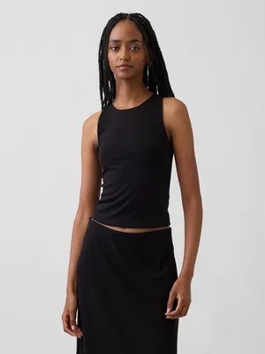 Produktbild von Gap Crop-Top XXS Schwarz Neckholder Ärmellos Taillenlang Viskose-Stretch