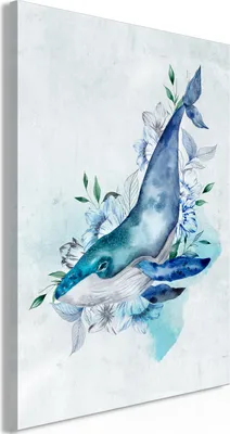 Produktbild von Italienischer Leinwand Leinwandbild - Mr. Whale (1 Part) Vertical 40x60 cm Für Kinder g-C-0376-b-a