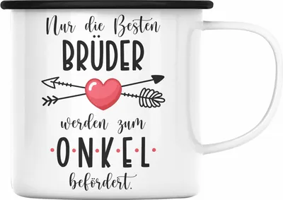Produktbild von Trendation - Du Wirst Onkel Emaille Tasse 2022 Verkündung Schwangerschaft Überraschung Baby Ankündigung Onkel (Schwarz)