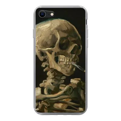 Produktbild von MuchoWow® Handyhülle Schutzhülle Hülle für iPhone 7 Skelettkopf mit brennender Zigarette - Vincent van Gogh Silikon Softcase Handy Hülle - Kartenhalter