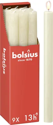 Produktbild von Bolsius - Rustik Stabkerzen - Elfenbein - 9 Stück - 27 x 2.3 cm - Länge Brenndau