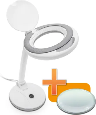 Imagen del producto de Lámpara de aumento de mesa con soporte – Lupa con luz – Alimentación eléctrica – Lente de 100 mm – Lámpara de aumento – Lupa con luz y soporte para pintura con diamantes, hobbies o soldadura