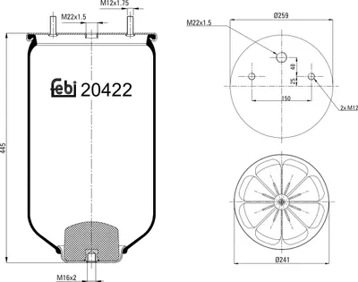 Produktbild von FEBI BILSTEIN Luftfederbalg 20422 450mm 260mm 119mm