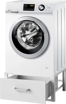 Immagine prodotto di DanDiBo Base per lavatrice con cassetto Metallo Bianco 96502 Base per lavatrice Piedistallo per lavatrice Piedistallo rialzato Moderno Gommato