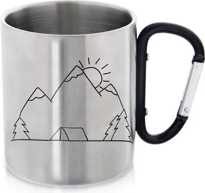 Produktbild von Reisebecher aus Stahl mit Karabiner 350 ml